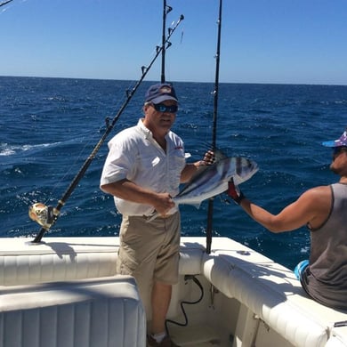 Fishing for striped marlins in Cabo San Lucas with captain Julio Mayo.