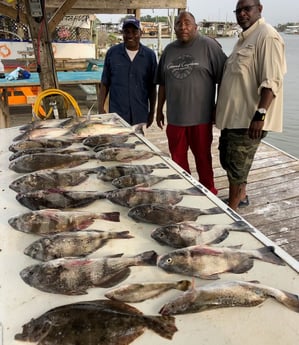 Black Drum, Flounder, Speckled Trout / Spotted Seatrout fishing in Surfside Beach, Texas