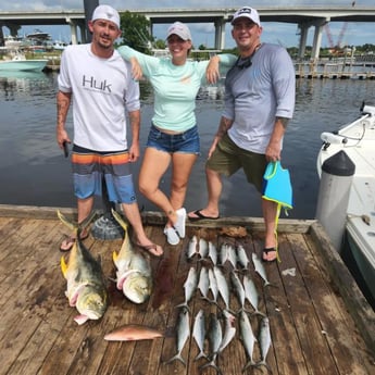 Jack Crevalle, Mangrove Snapper, Spanish Mackerel fishing in Pensacola, Florida