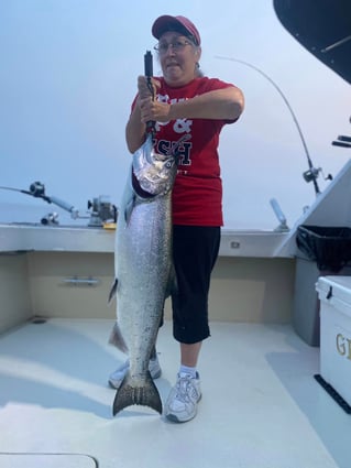 Chinook Salmon Fishing in Winthrop Harbor, Illinois