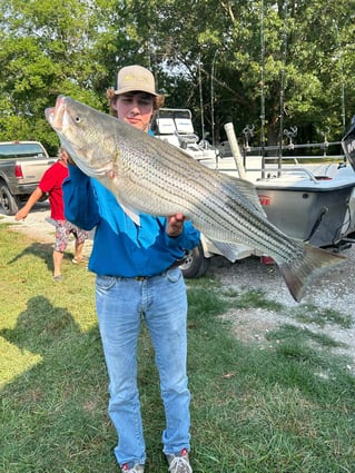 Striped Bass on beautiful Beaver Lake in NW Arkansas.