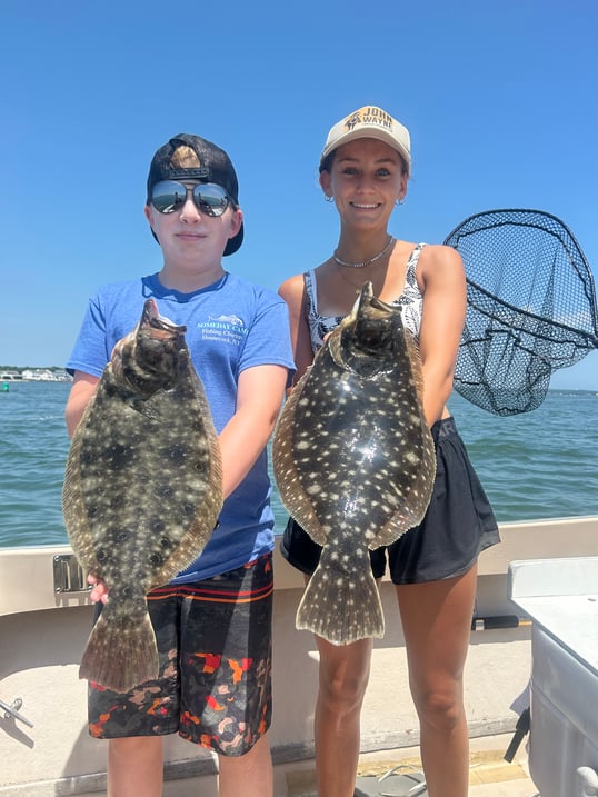 kids with flounder