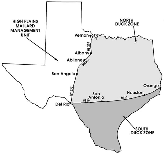 Duck Hunting Zone Map Texas