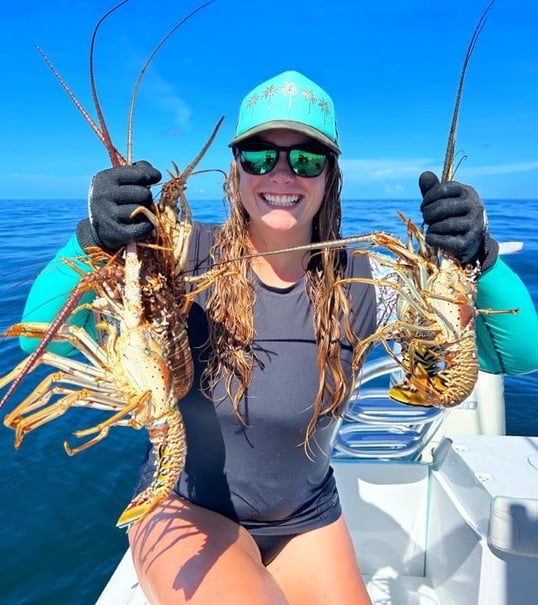 Girl with lobsters florida